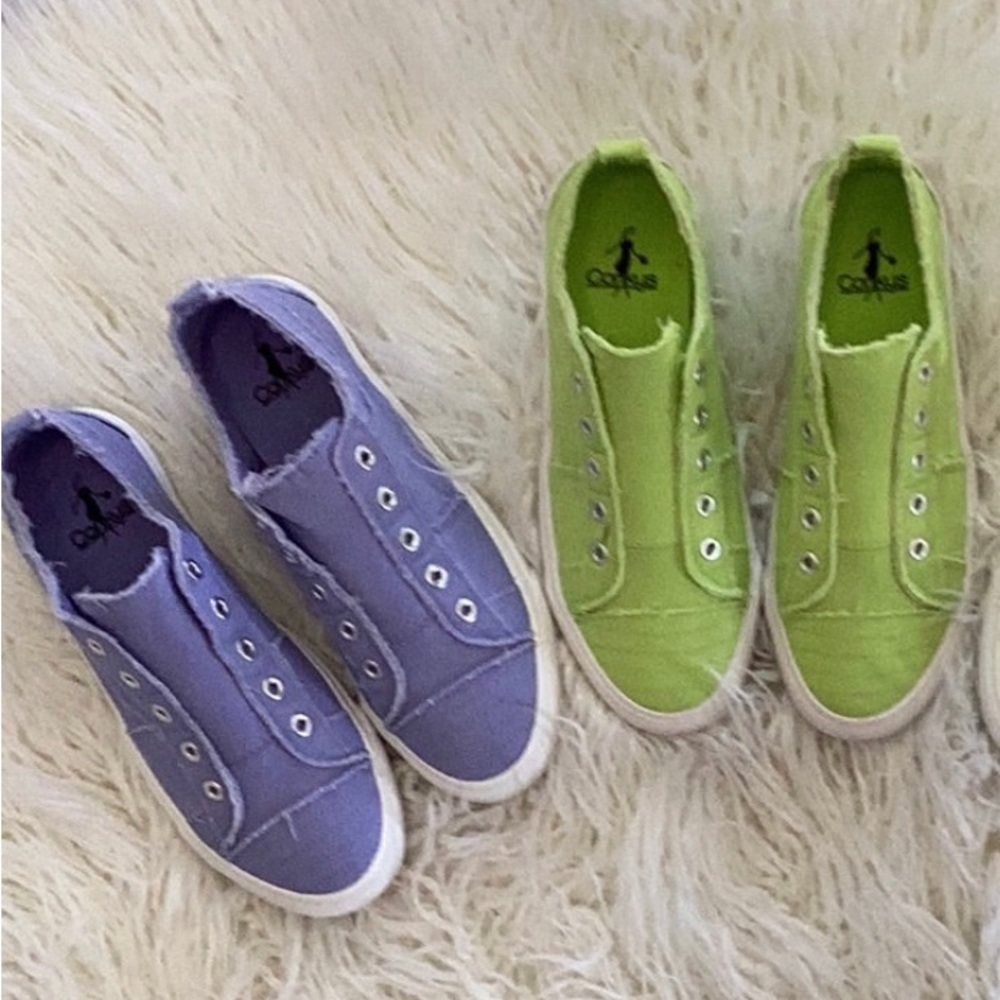Corky’s Babalu Tennies in lime and lavender